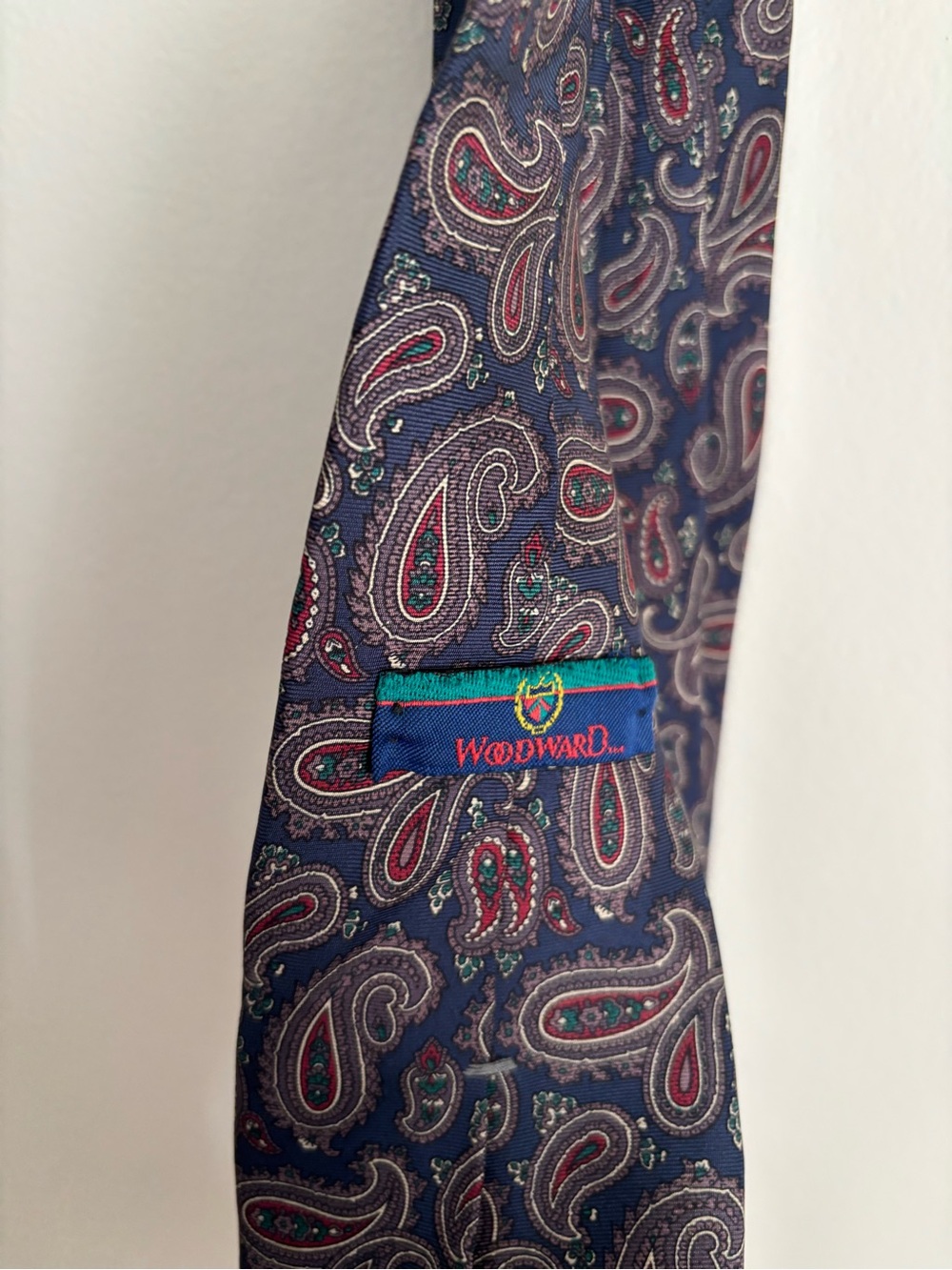 Navy Paisley Silk Tie - Navy with Red & Teal Accents